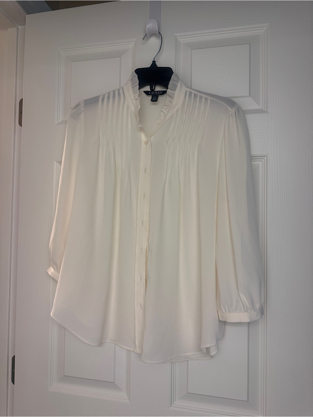Lauren Ralph Lauren Cream Pintuck Button-Front Blouse
